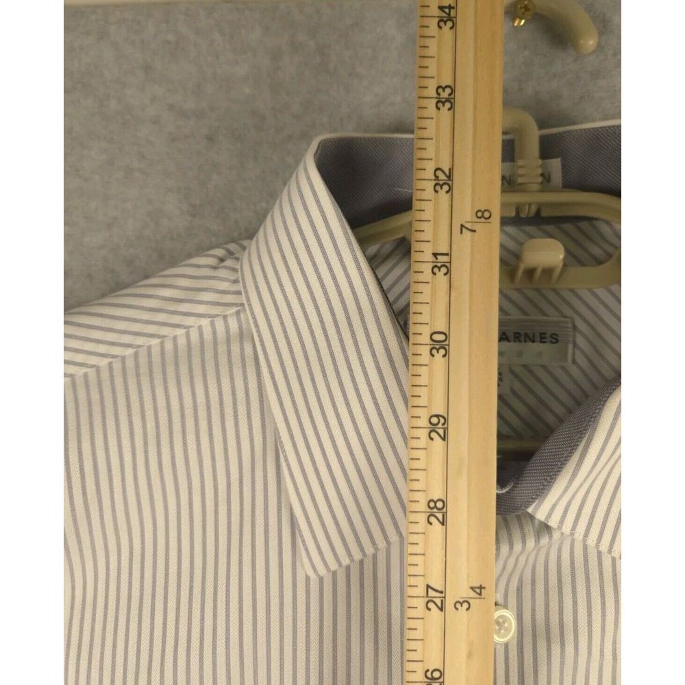 Jhane Barnes Men's Dress Shirt 18-32/33 Long Sleeve Large White Silver Stripe - Picture 8 of 8